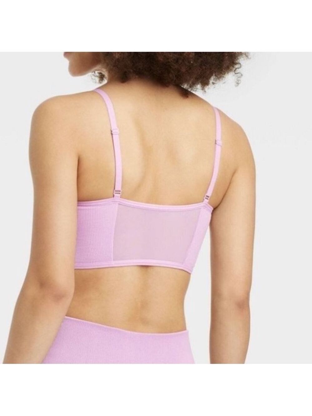 Colsie Pink Corset Ribbed Mesh Top - Picture 4 of 10